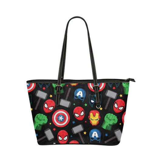 Super Heroes Leather Tote Bag