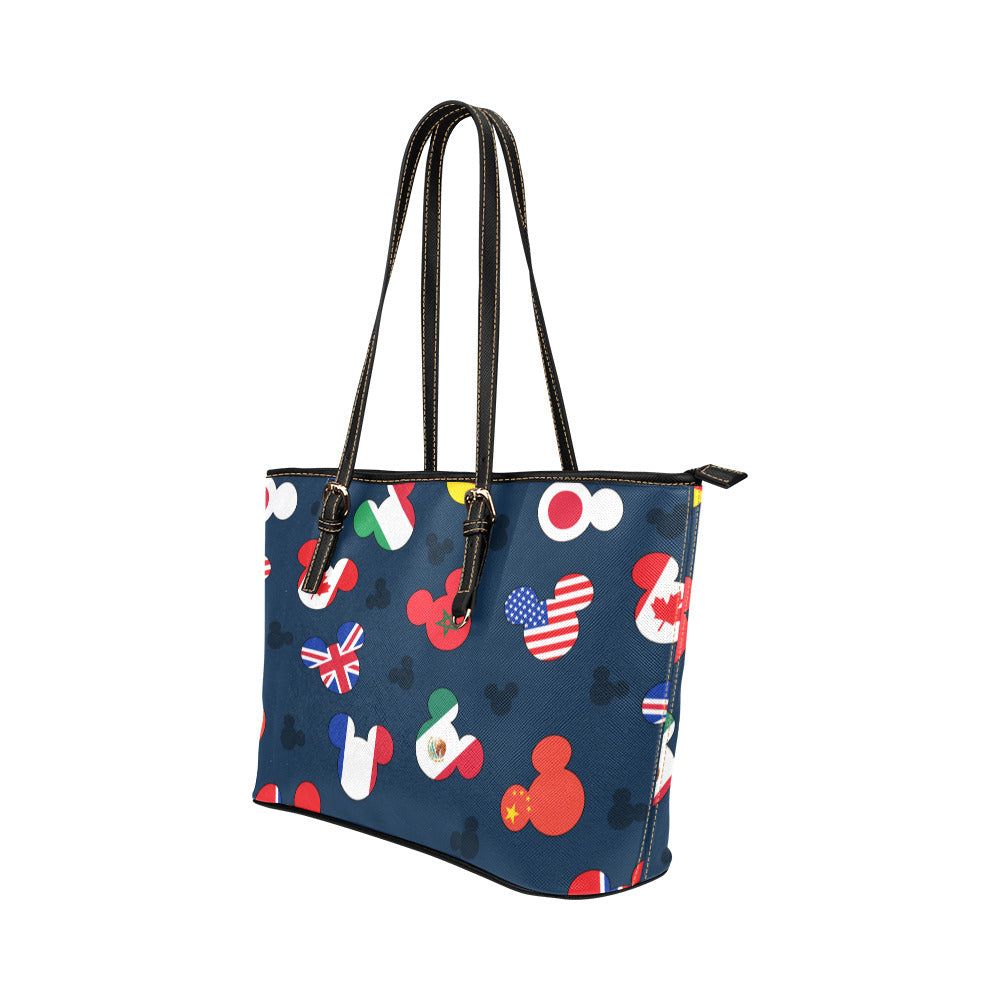 Mickey Flags Leather Tote Bag