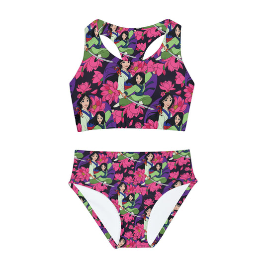 Blooming Flowers Girls Two Piece Swimsuit