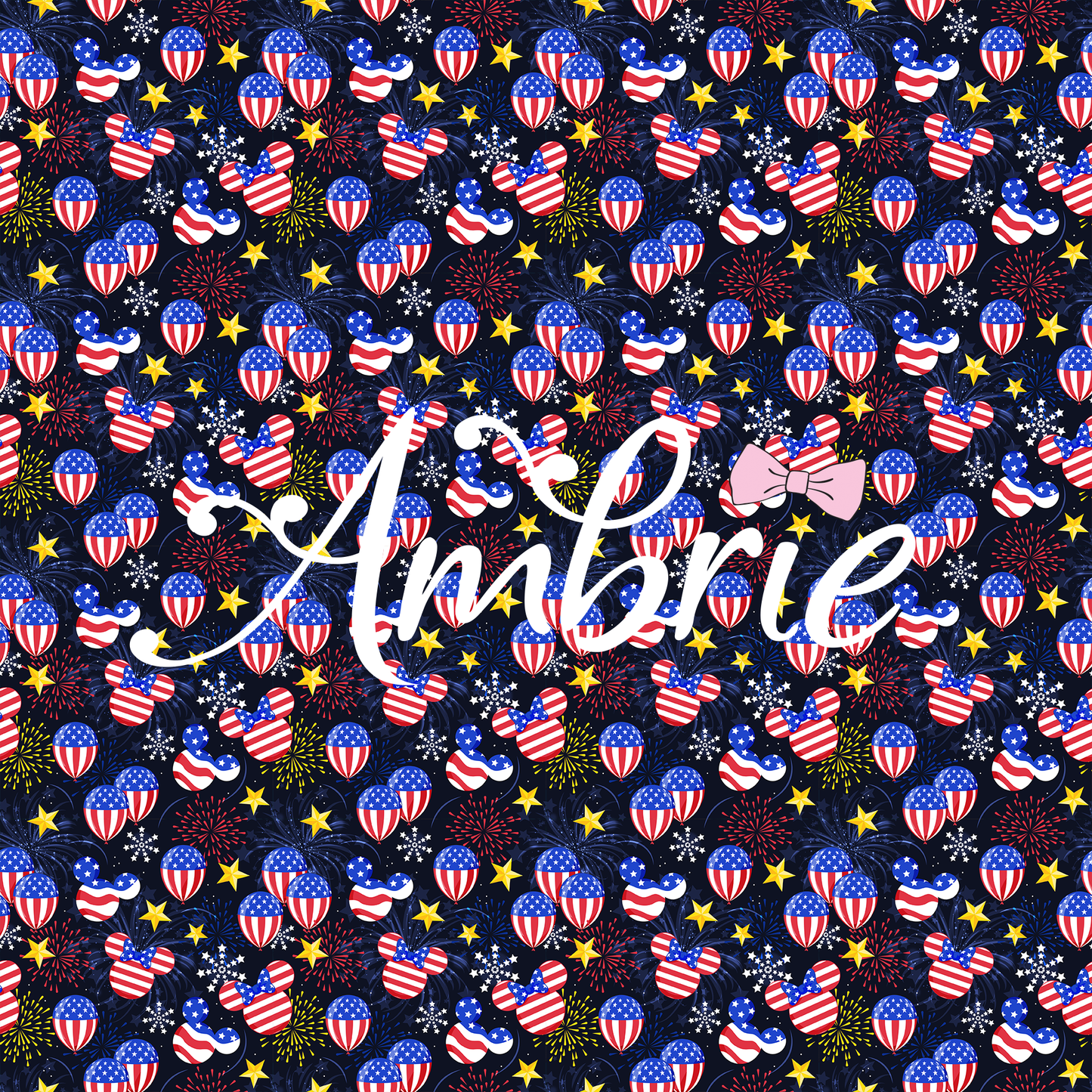 Patriotic Mickey Balloons Seamless Pattern, Magical Cartoon Seamless pattern, Fabric Sublimation