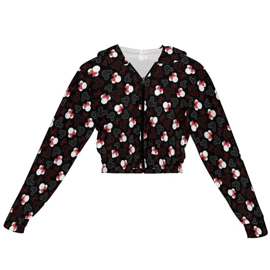 Mickey And Minnie Dots Women's Cropped Zipper Jacket