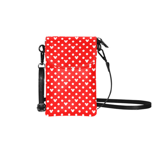 Red With White Mickey Polka Dots Small Cell Phone Purse