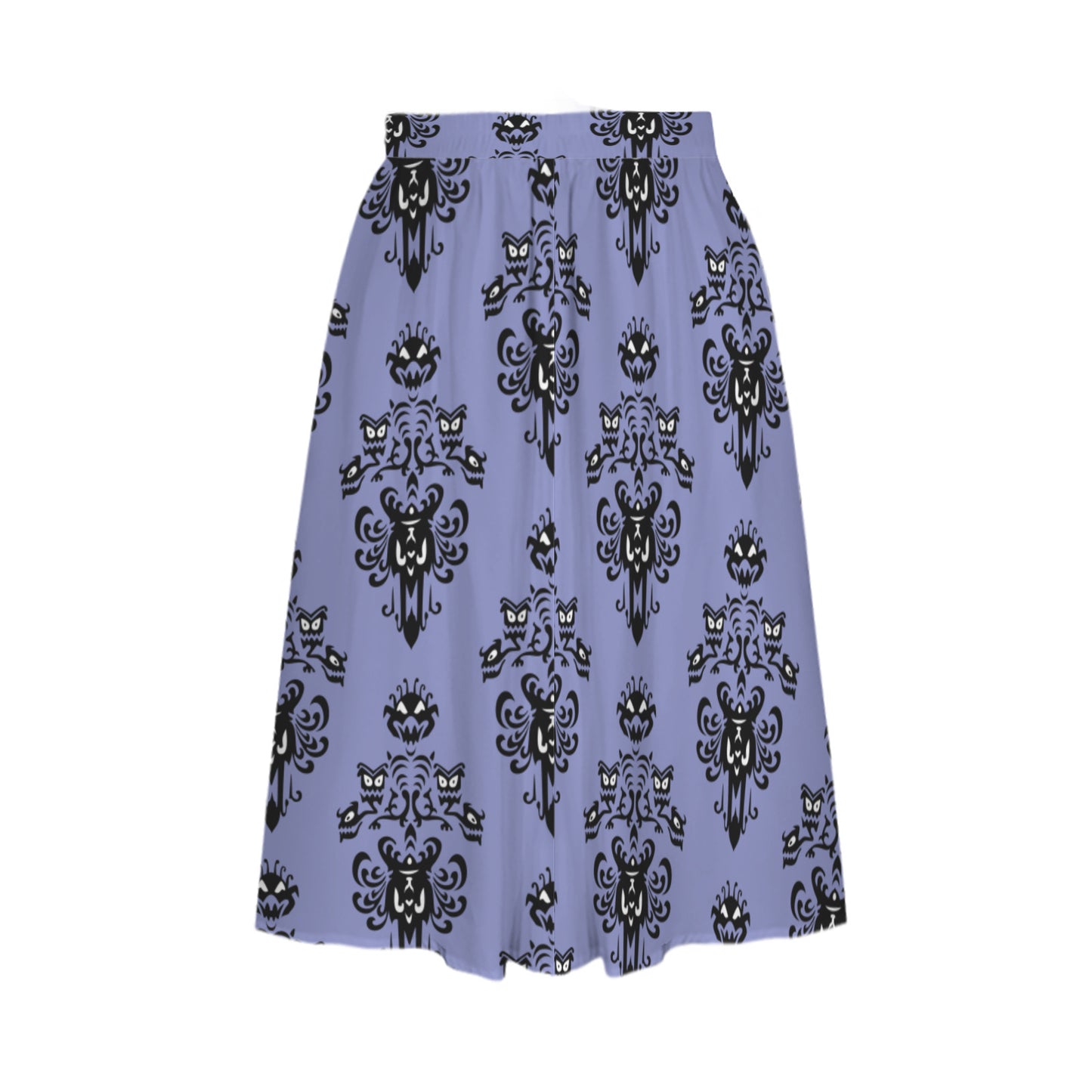 Haunted Mansion Wallpaper Elastic Waist Midi Skirt With Pockets