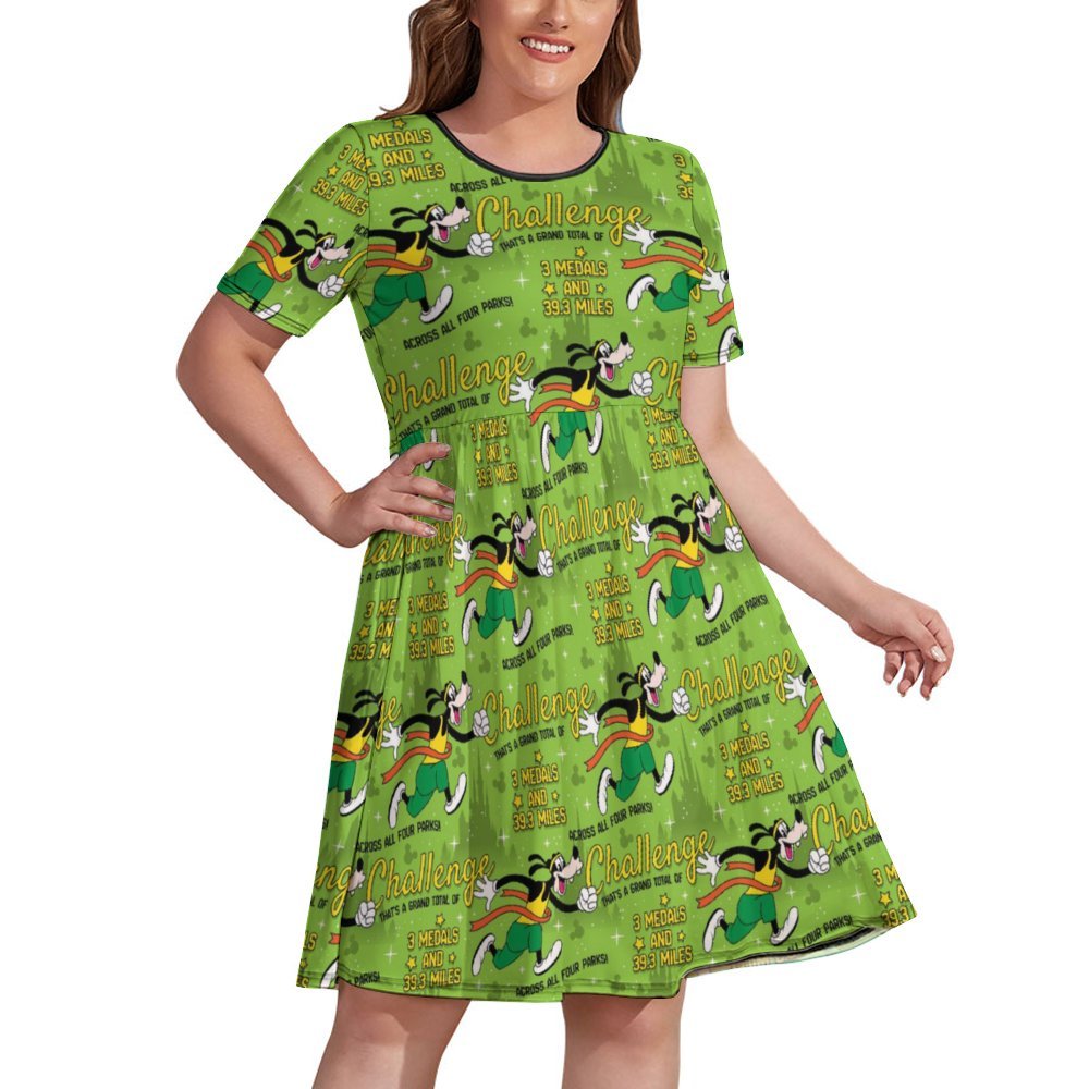 Goofy Challenge Women's Round Neck Plus Size Dress With Pockets – Ambrie