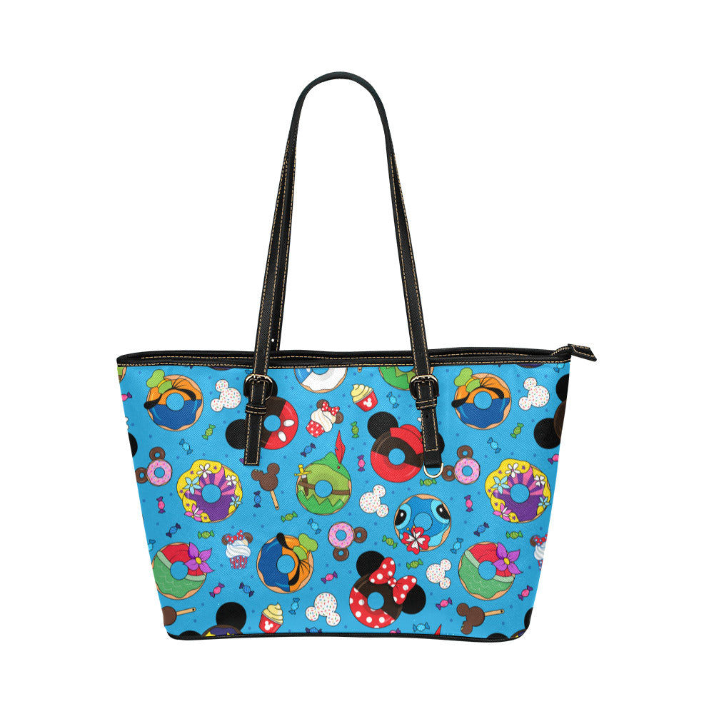 Character Donuts Leather Tote Bag