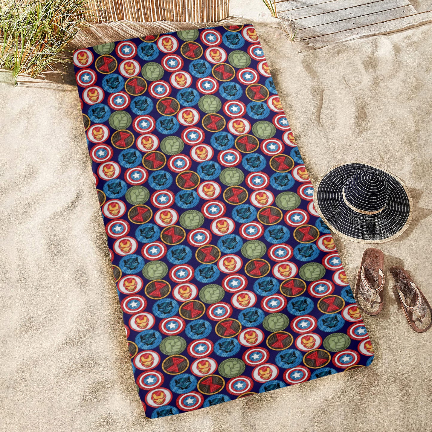 Super Hero Shields Beach Towel