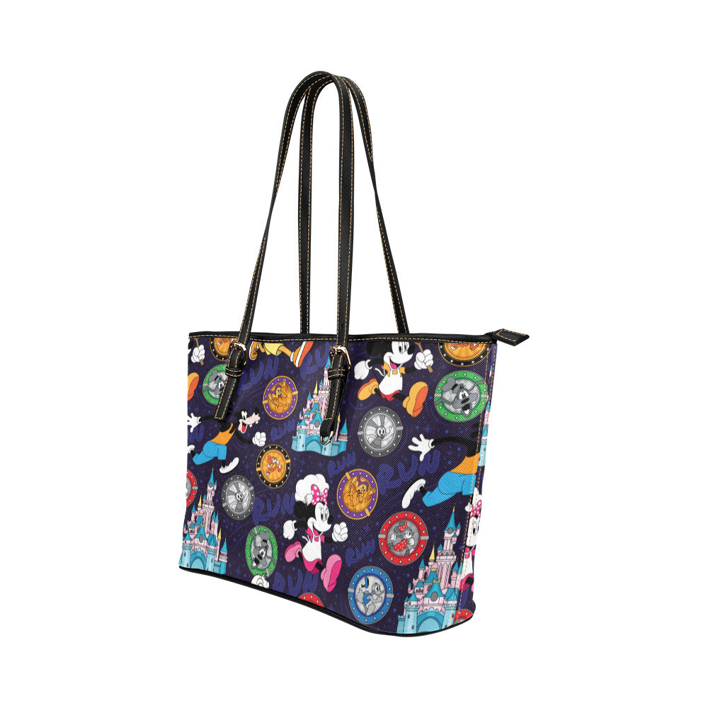 Mickey Wine And Dine Race Leather Tote Bag