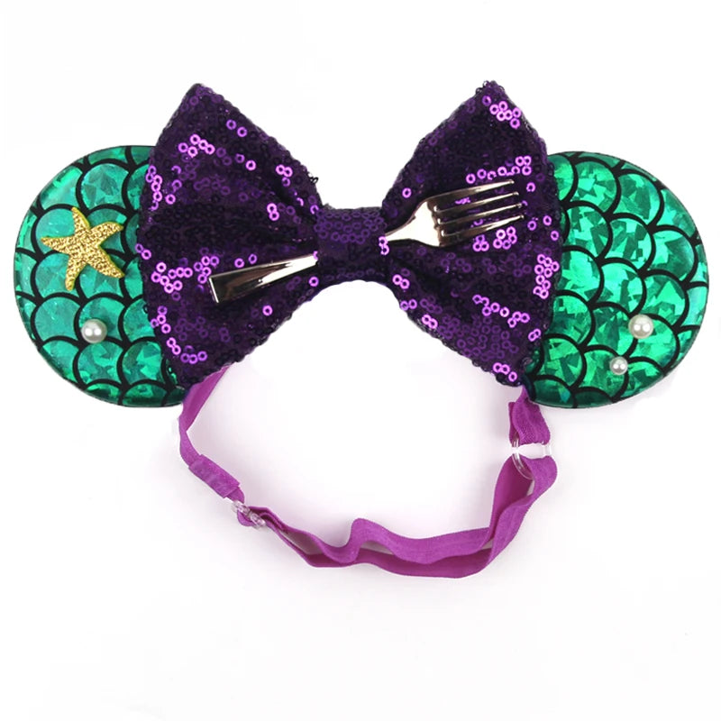 Disney Little Mermaid Ariel Disney Mouse Ears Adjustable Elastic Headband For Babies, Kids, And Adults