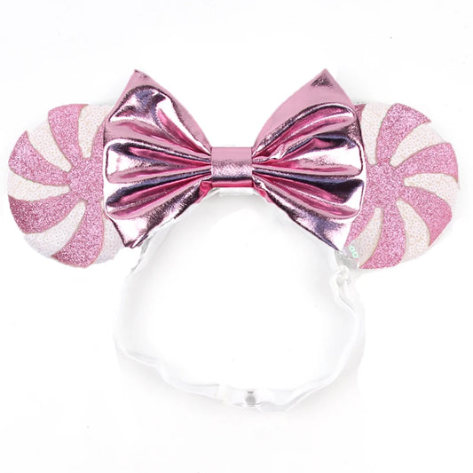Pink Peppermint Disney Mouse Ears Adjustable Elastic Headband For Babies, Kids, And Adults