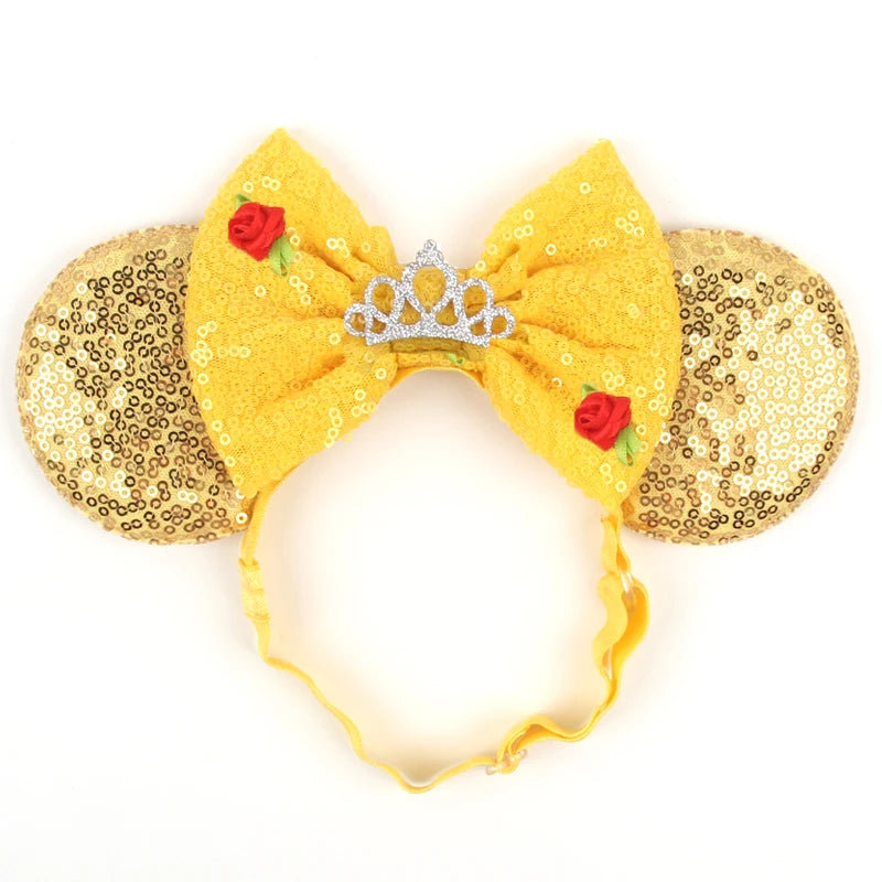 Disney Beauty And The Beast Belle Mouse Ears Adjustable Elastic Headband For Babies, Kids, And Adults