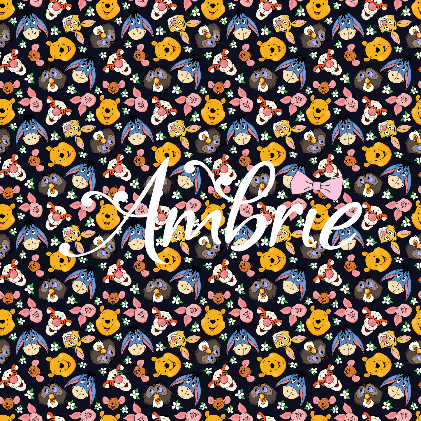 Hundred Acre Wood Friends Seamless Pattern, Magical Cartoon Seamless pattern, Fabric Sublimation