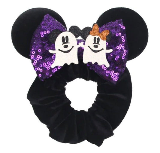 Mickey And Minnie Halloween Ghosts Scrunchie