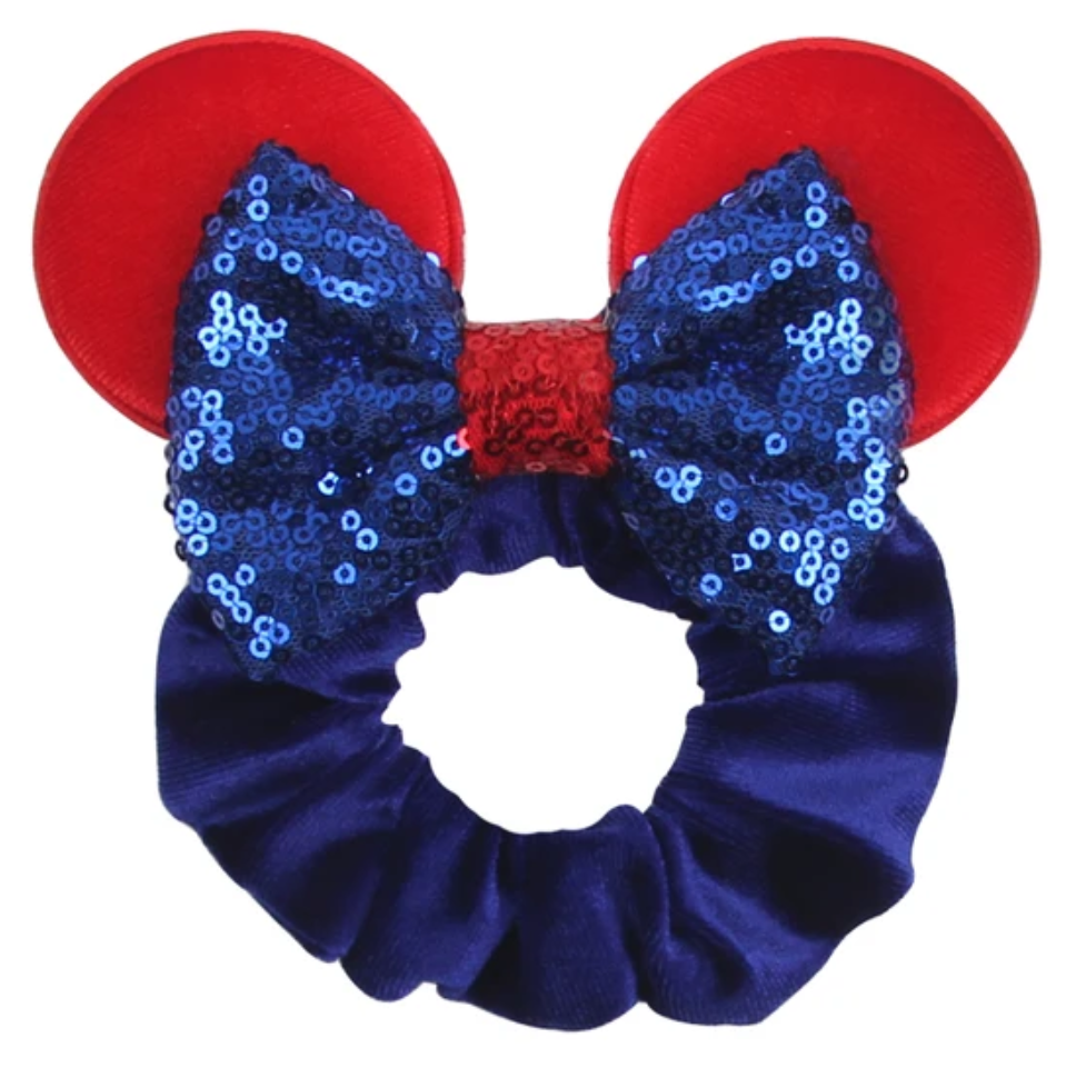 Independence Day Blue Bow Mickey Scrunchie
