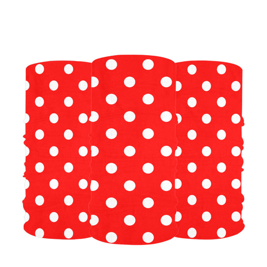 Red With White Polka Dots Multifunctional Headwear (Pack of 3)