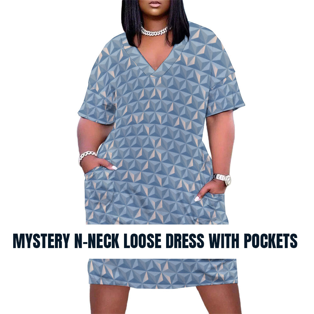 Mystery Women's V-Neck Loose Dress With Pockets - Ambrie
