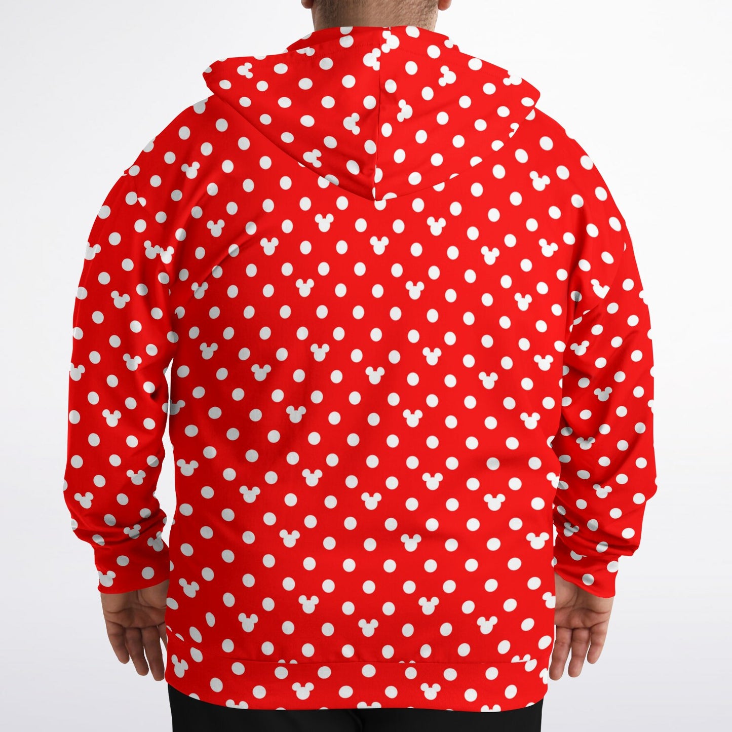 Red With White Mickey Polka Dots Plus-size Unisex Zip Hoodie