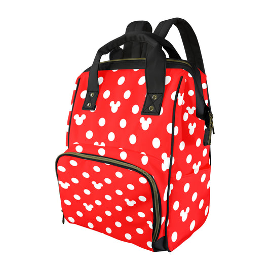 Red With White Mickey Polka Dots Multi-Function Diaper Bag