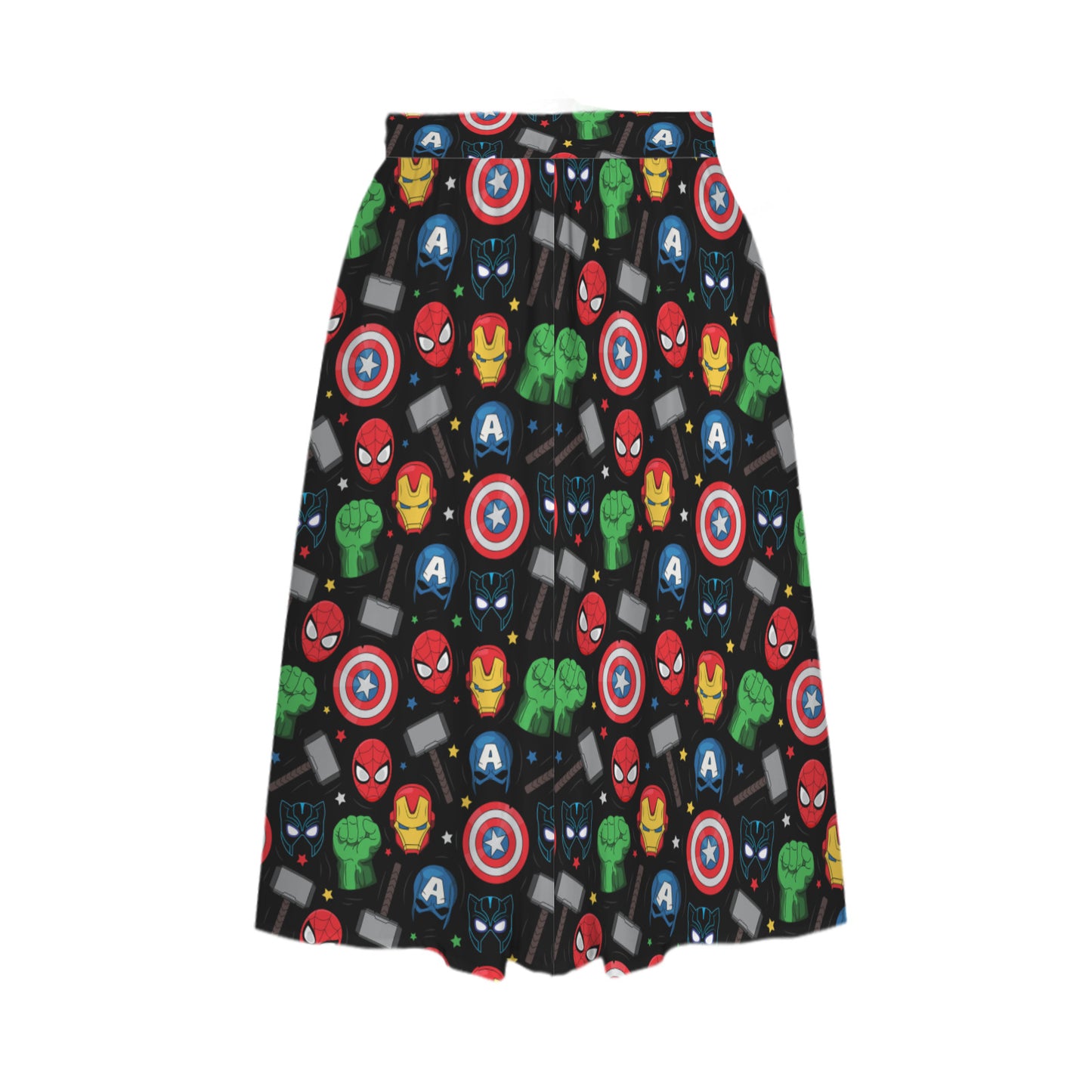 Super Heroes Elastic Waist Midi Skirt With Pockets
