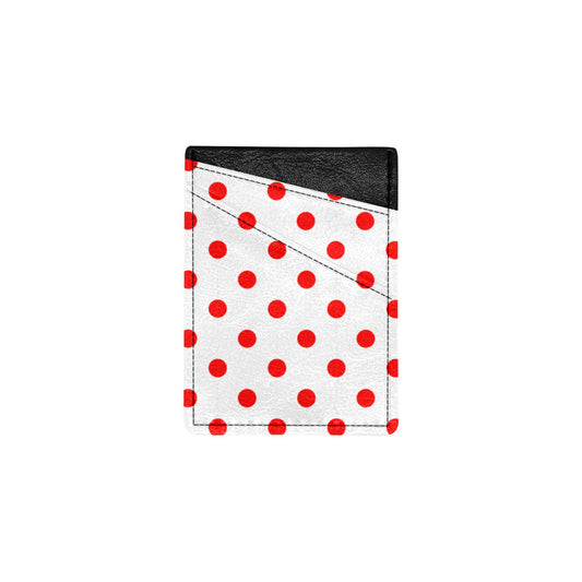White With Red Polka Dots Cell Phone Card Holder