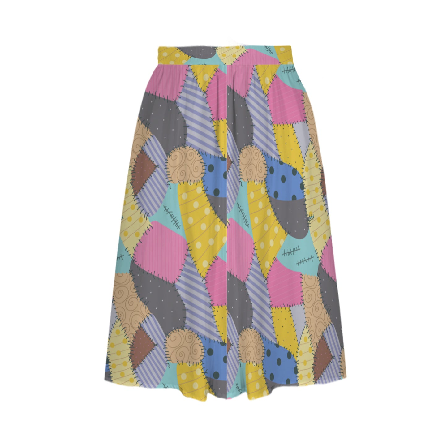 Sally's Dress Elastic Waist Midi Skirt With Pockets