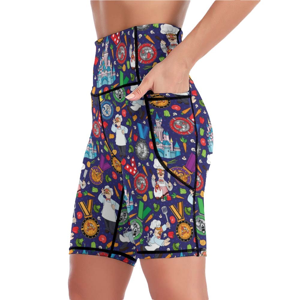 Muppets Chef Wine And Dine Race Women's Knee Length Athletic Yoga Shorts With Pockets
