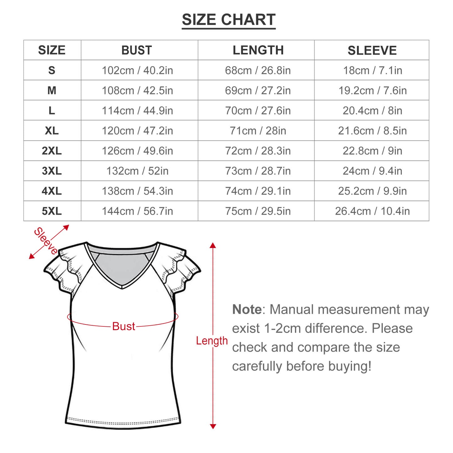 Mickey Stickers Women's Ruffle Sleeve V-Neck T-Shirt - Ambrie