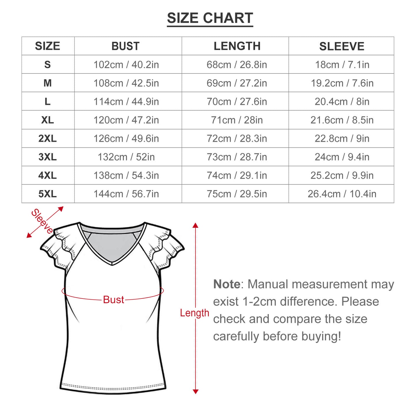 2024 Women's Ruffle Sleeve V-Neck T-Shirt