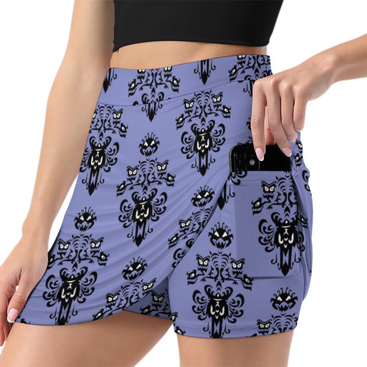 Haunted Mansion Wallpaper Athletic A-Line Skirt With Pocket