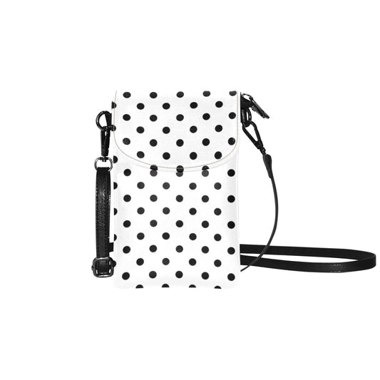 White With Black Polka Dots Small Cell Phone Purse
