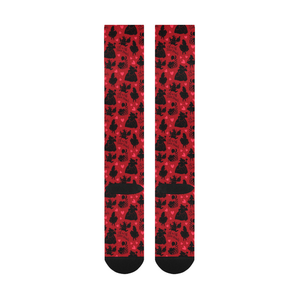 Disney Alice In Wonderland Queen Of Hearts Off With Their Heads Over-The-Calf Socks