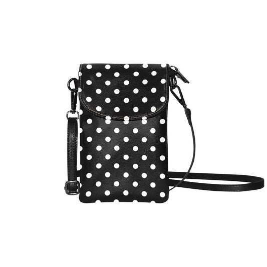 Black With White Polka Dots Small Cell Phone Purse