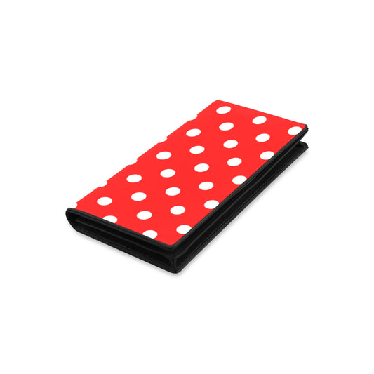 Red With White Polka Dots Women's Leather Wallet