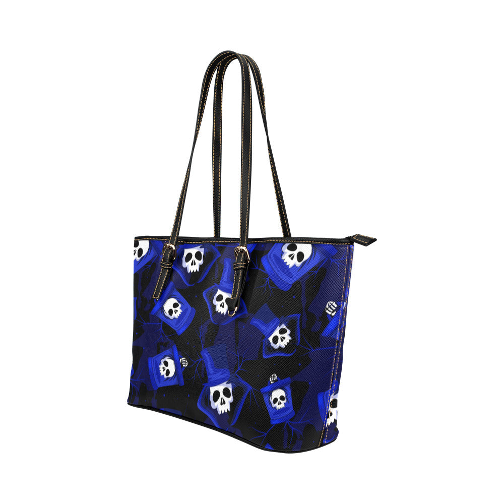 Haunted Mansion Hatbox Ghost Leather Tote Bag