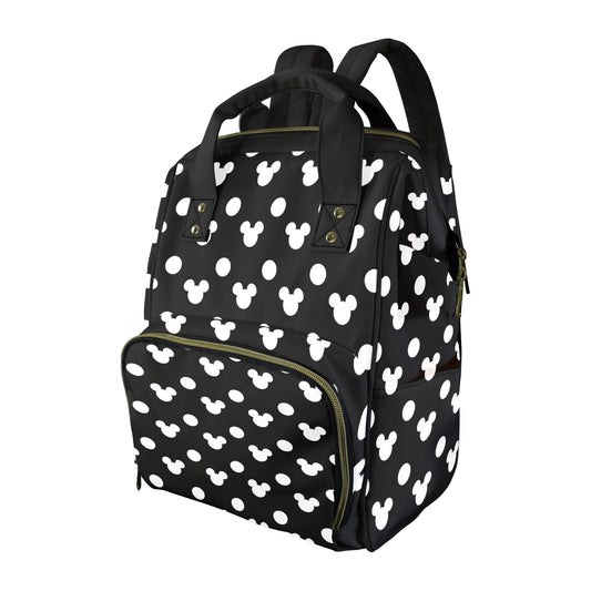 Black With White Mickey Polka Dots Multi-Function Diaper Bag