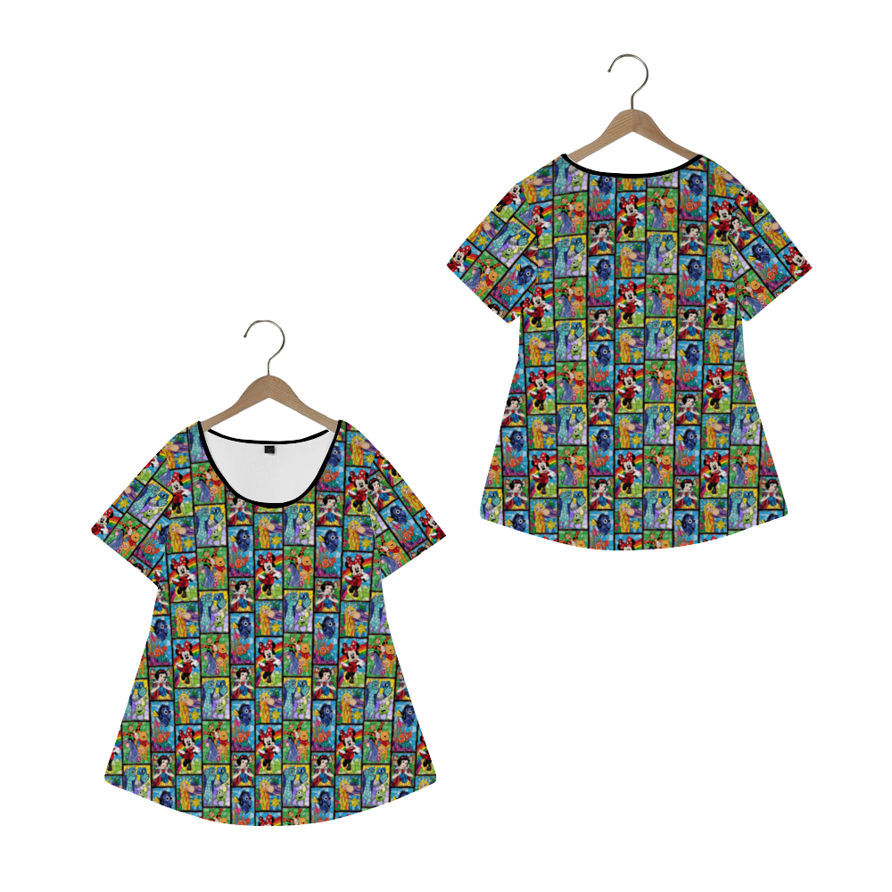 Stained Glass Characters Women's Crew Neck Loose Tunic