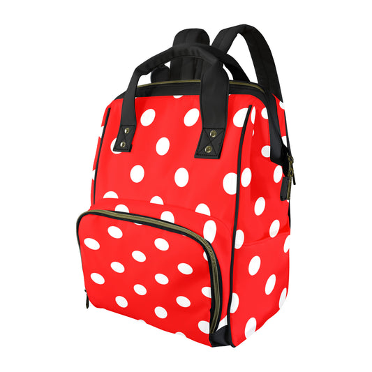 Red With White Polka Dots Multi-Function Diaper Bag