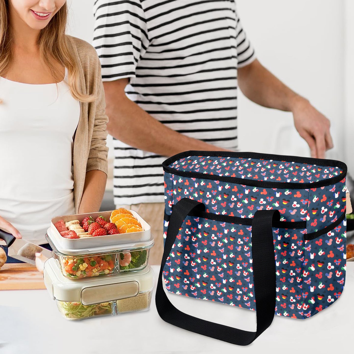 Mickey Flags Large Capacity Insulated Tote Bag