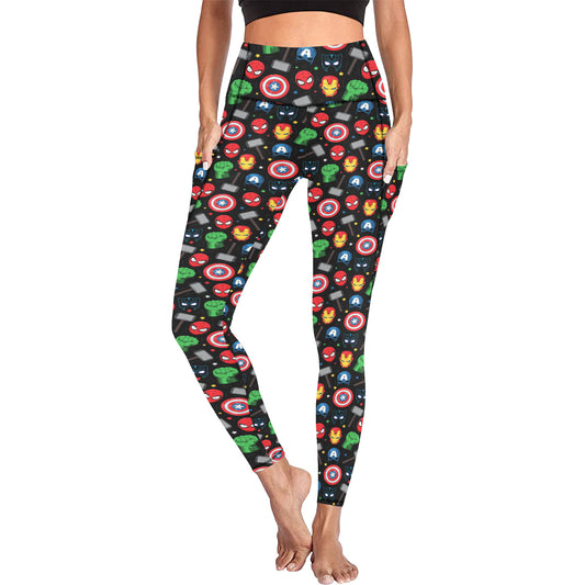 Super Heroes Women's Athletic Leggings With Pockets