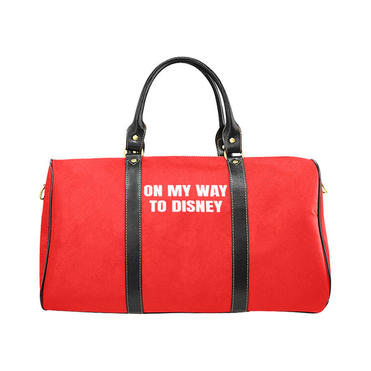 On My Way To Disney Red Waterproof Luggage Travel Bag