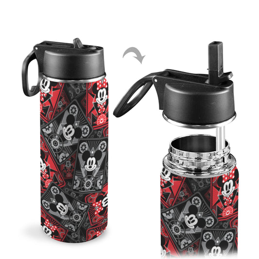 Steamboat Mickey And Minne Cards Insulated Water Bottle