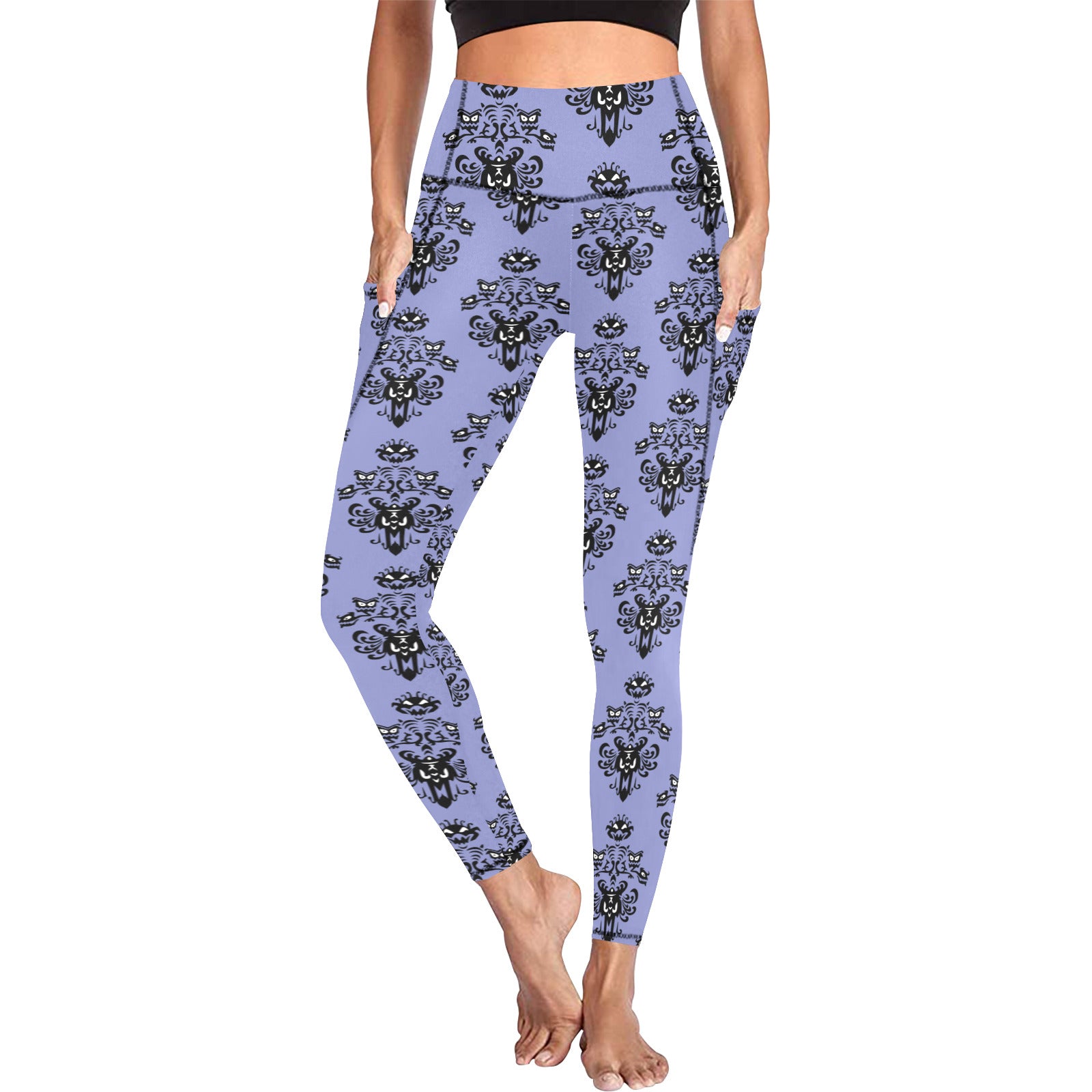 Haunted Mansion Wallpaper Women's Athletic Leggings With Pockets – Ambrie