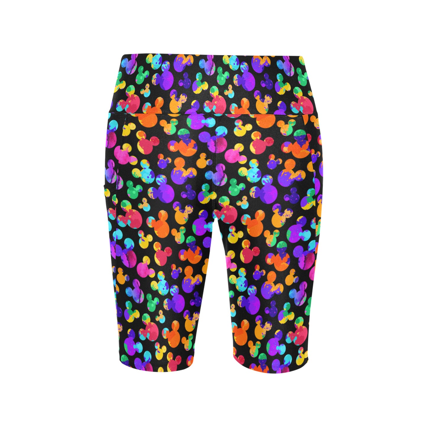 Watercolor Women's Athletic Workout Half Tights Leggings With Side Pockets
