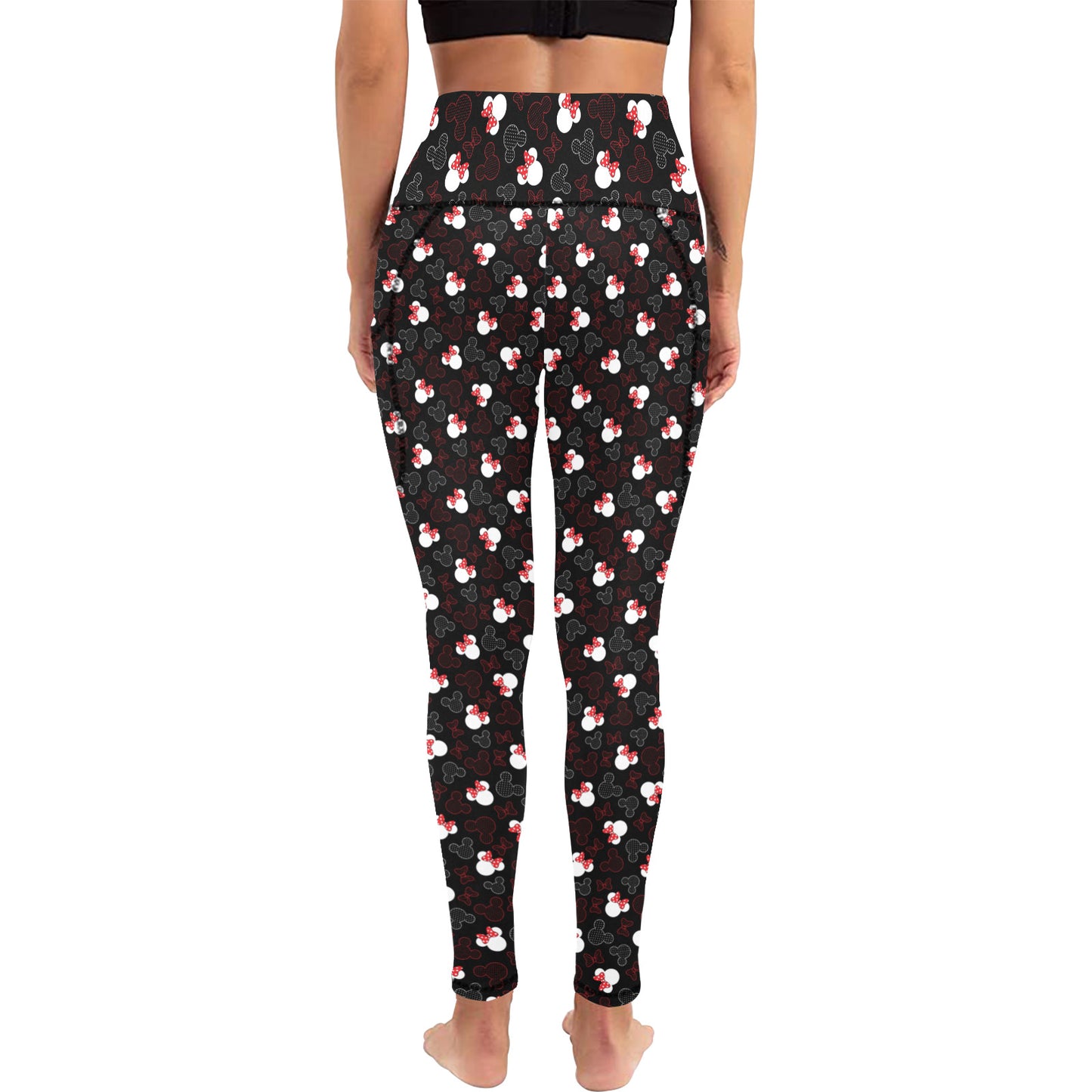 Mickey And Minnie Dots Women's Athletic Leggings With Pockets