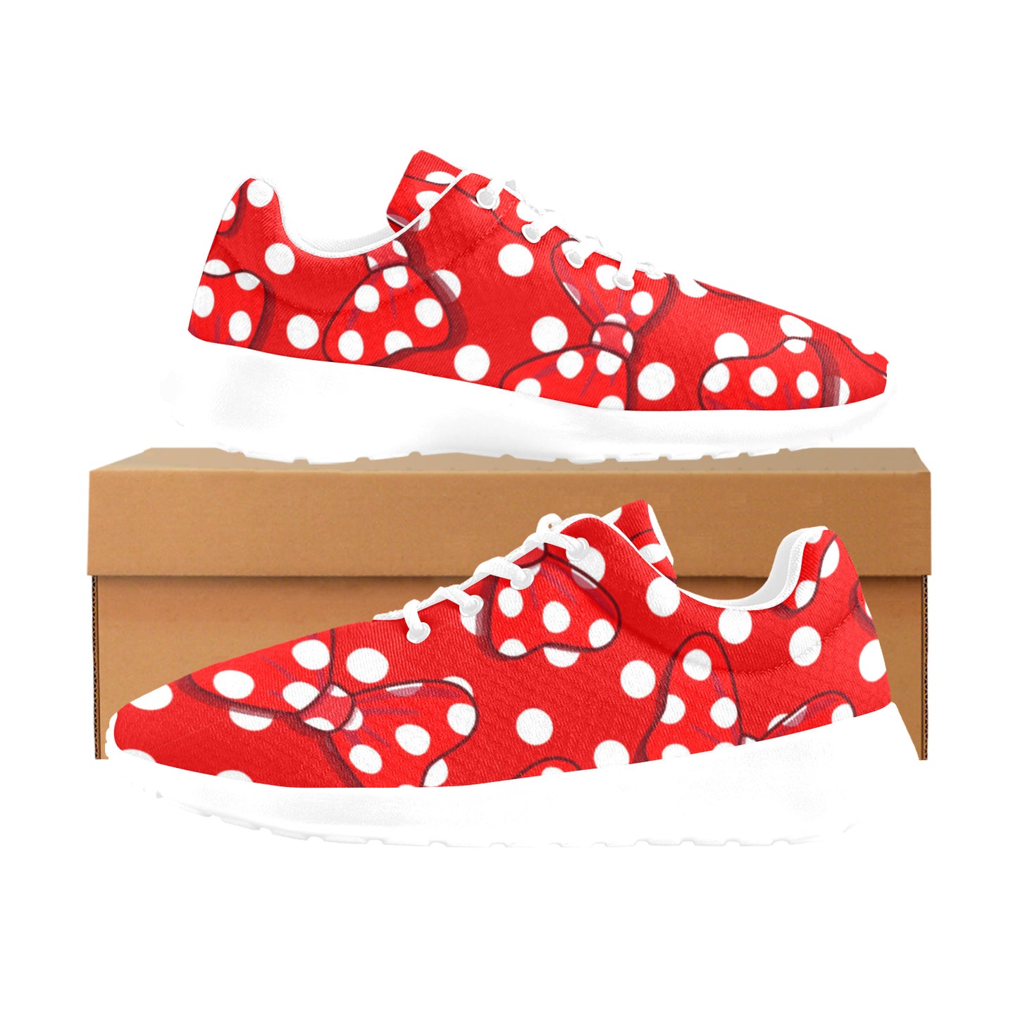 Polka Dots With Red Bows Women's Athletic Shoes