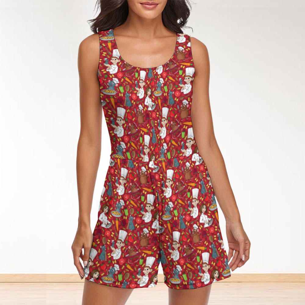 Ratatouille Women's Sleeveless Jumpsuit Romper With Pockets