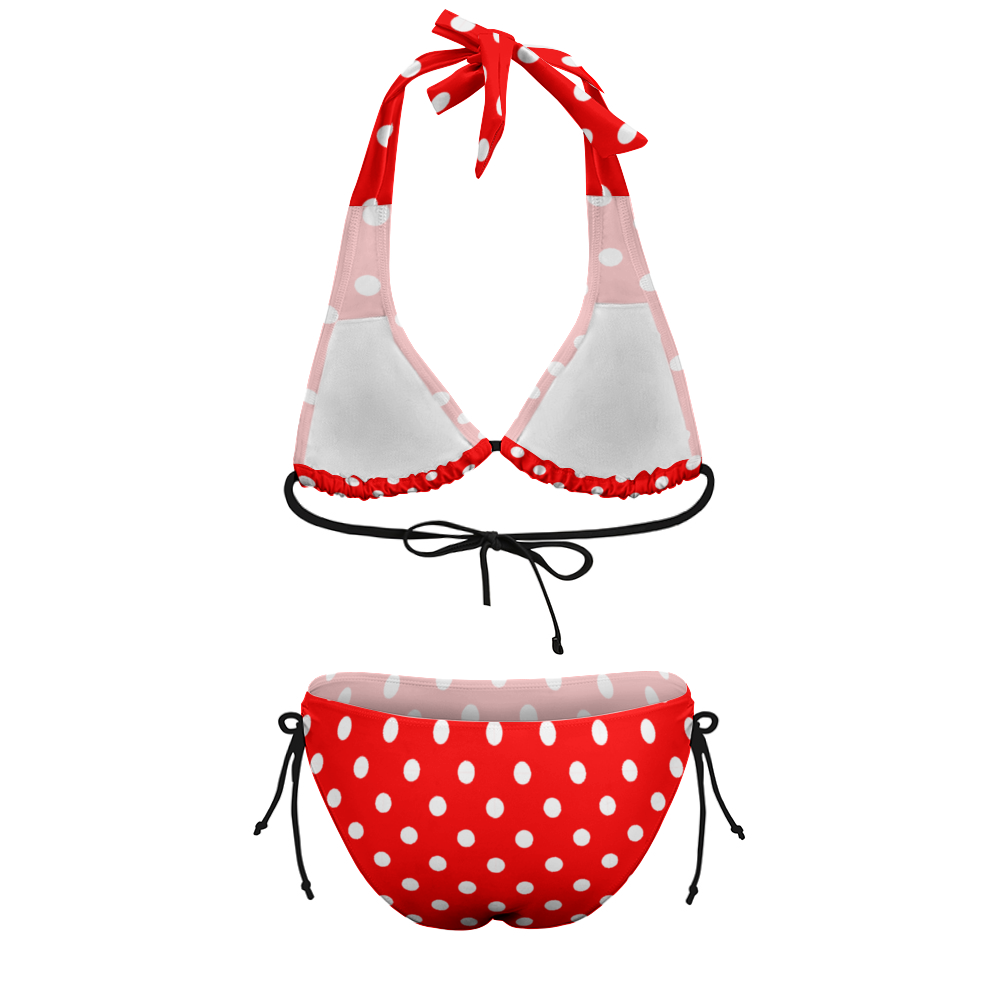Red With White Polka Dots Plus Size Women's Two Piece Bikini