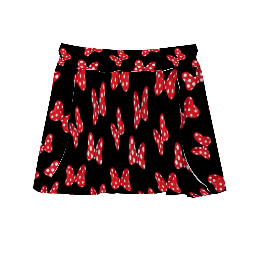 Polka Dot Bows Athletic Skirt With Built In Shorts
