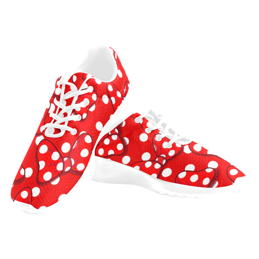 Polka Dots With Red Bows Men's Athletic Shoes