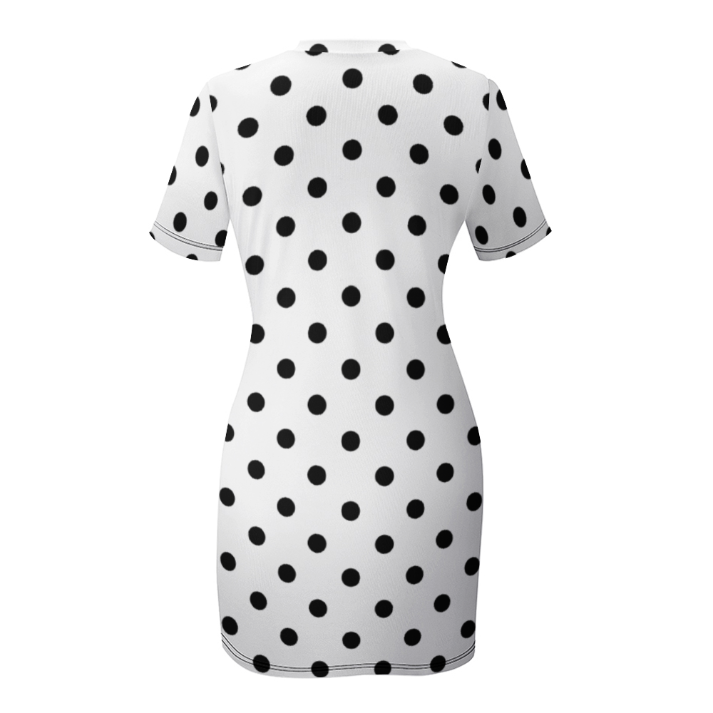 White With Black Polka Dots Women's Summer Short Dress