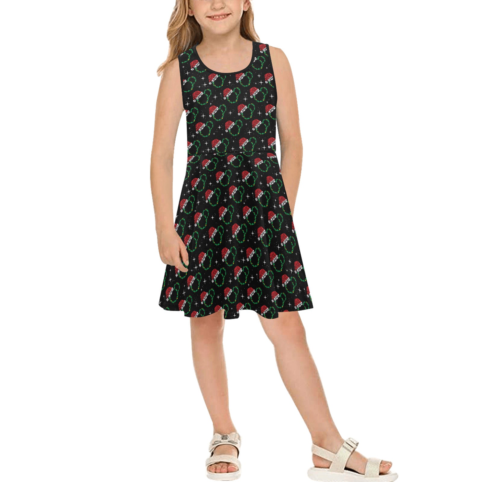 Christmas Sparkle Girls' Sleeveless Sundress Ambrie Christmas Sparkle Girls' Sleeveless Sundress Ambrie
